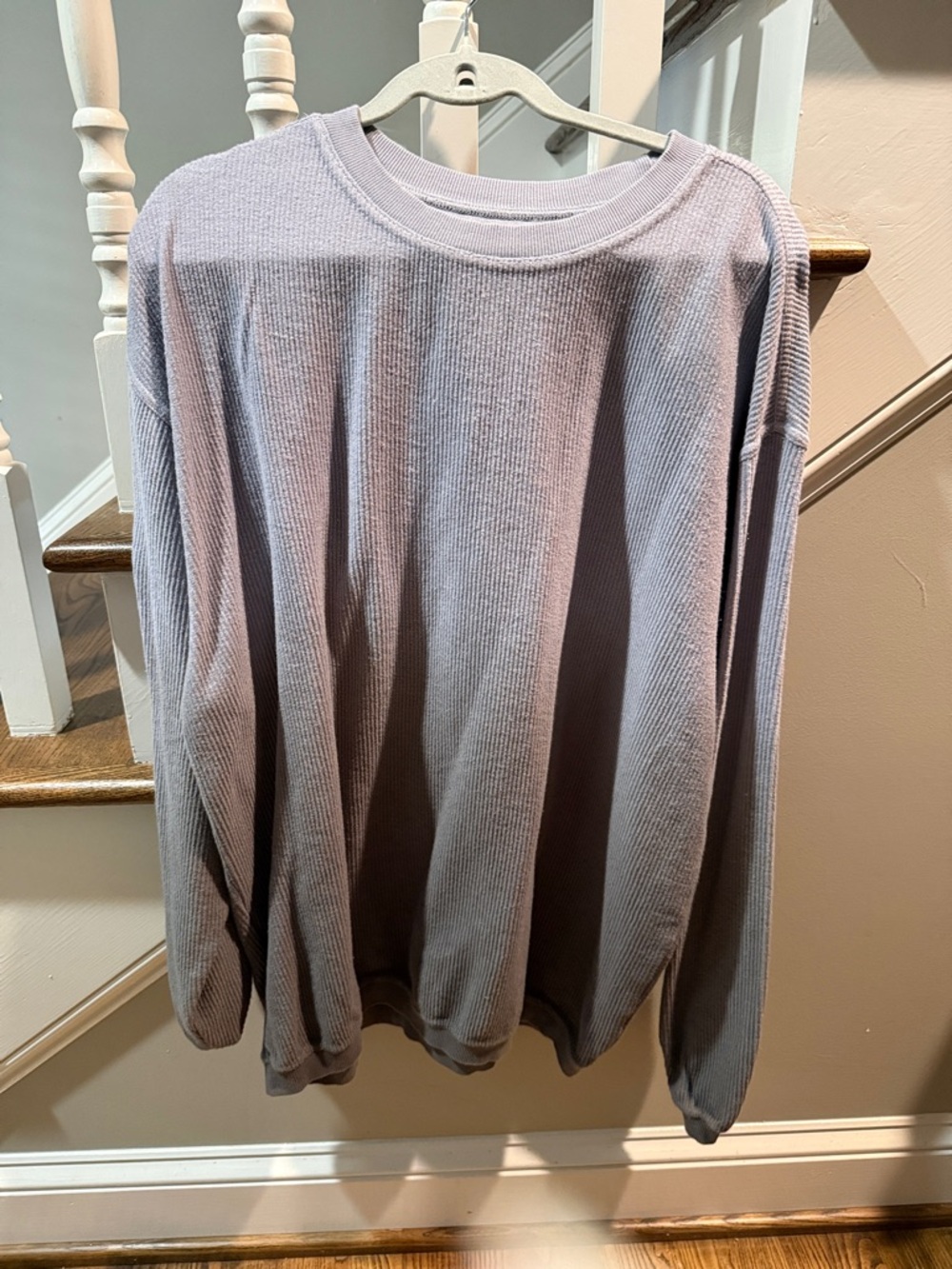 Cozy Waffle corder Long Sleeve Crewneck - grey ombré